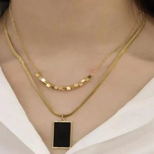 Double Chain Black Pendant