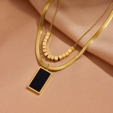 Double Chain Black Pendant